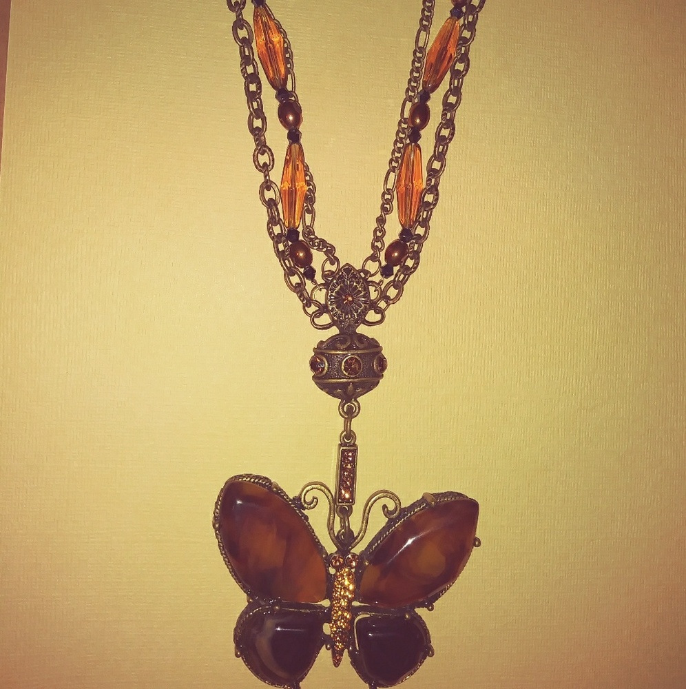 Brown & topaz color Butterfly necklace